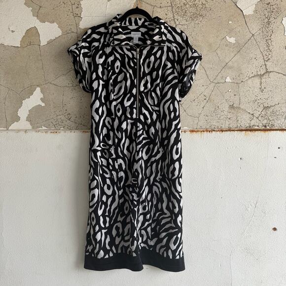 Zenergy by Chico's Dresses & Skirts - Chicos Zip Front Collared Dress Black White Animal Print Workwear